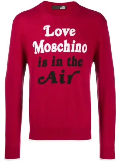 Love Moschino Quote Print Sweater In Red