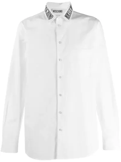 Moschino Embroidered Logo Collar Shirt In White