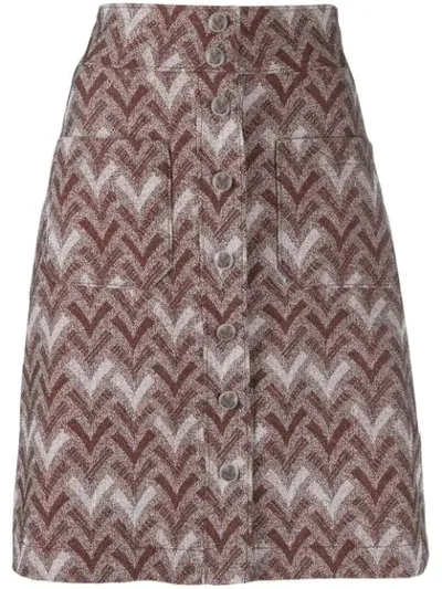 Acne Studios Straight Jacquard Skirt In Red