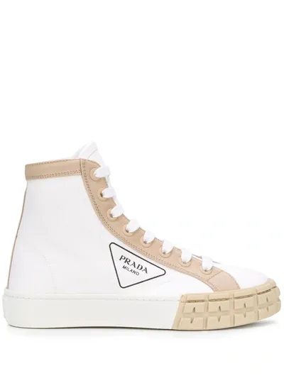 Prada Tyre-embossed High-top Gabardine Trainers In White