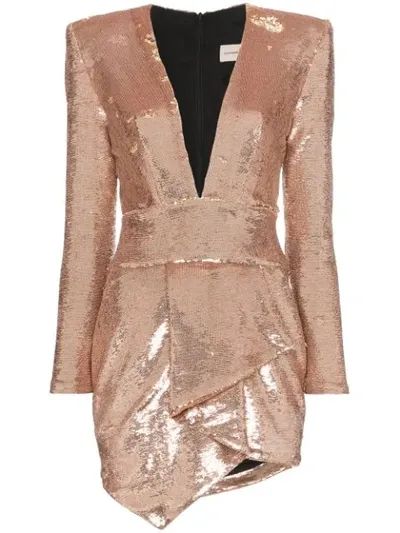 Alexandre Vauthier Sequin Asymmetric Mini-dress In Pink