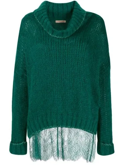 Twinset Knit Roll-neck Jumper In Green