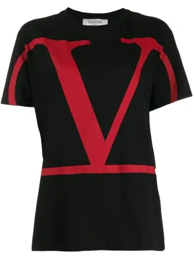 Valentino Vlogo Printed T-shirt In Black