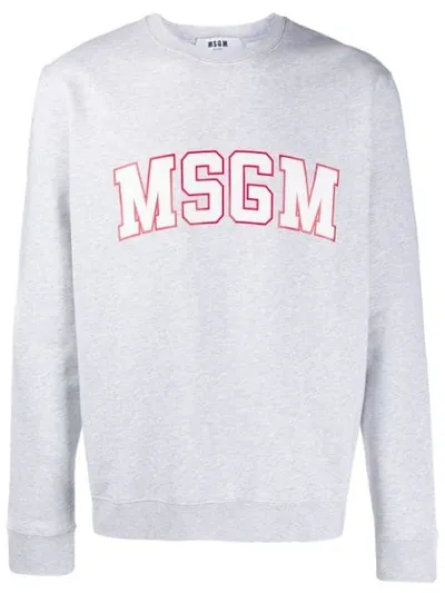 Msgm Contrast Logo Sweatshirt In Grey