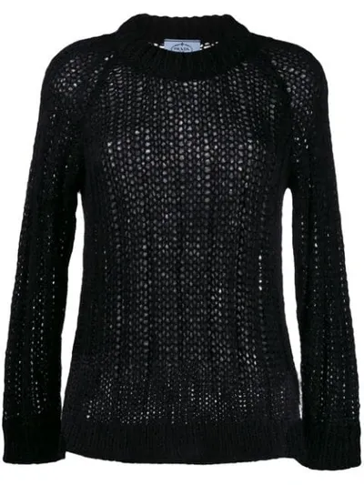 Prada Knitted Jumper In Black