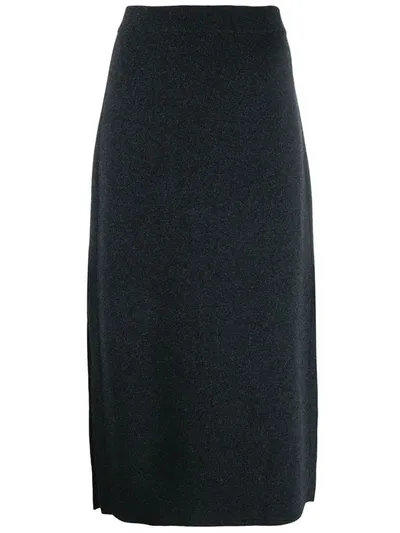 Pringle Of Scotland Side Slit Knitted Skirt In Navy