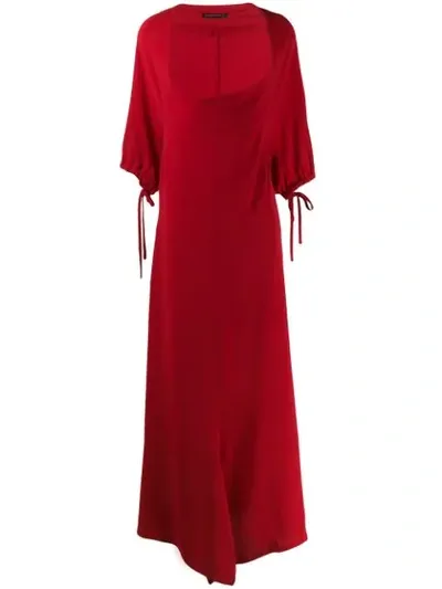 Pre-owned Yohji Yamamoto 1990's Deep Round Neck Long Dress In Red