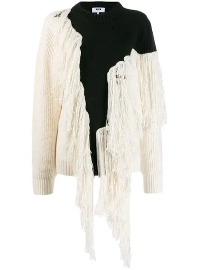 Msgm Fringed Knit Jumper In Black