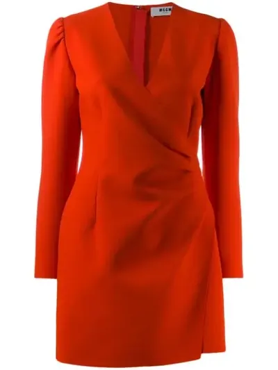 Msgm Wrap Mini Dress In Red