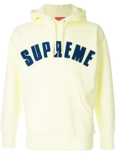 Supreme Chenille Arc Logo Hoodie In Yellow