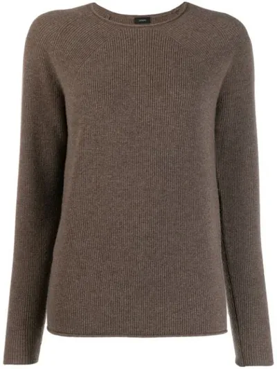 Joseph Long Sleeve Knitted Top In Brown