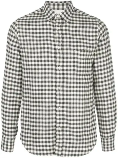 Officine Generale Monochrome Checked Cotton Shirt In Black