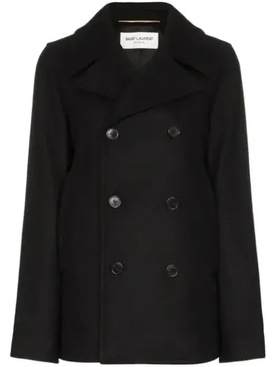 Saint Laurent Chaquetón Military Peacoat In Black