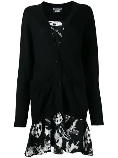 Boutique Moschino Cardigan Short Dress In Black