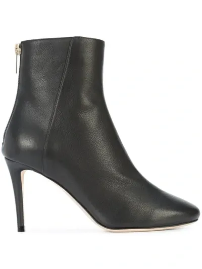 Jimmy Choo Brody Black Grainy Calf Leather Round Toe Ankle Boots