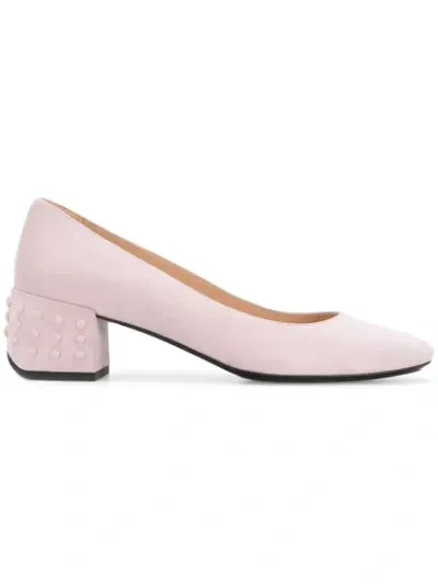 Tod's Structured Heel Pink Suede Pumps