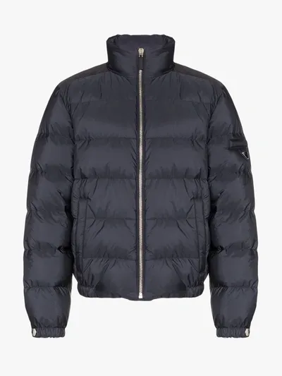 Prada Semi Glossy Navy Nylon Puffer Jacket In Blue