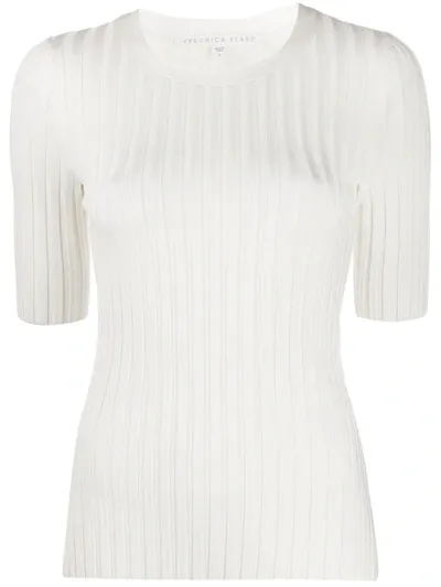 Veronica Beard Dillon Round-neck Stretch-woven Top In White