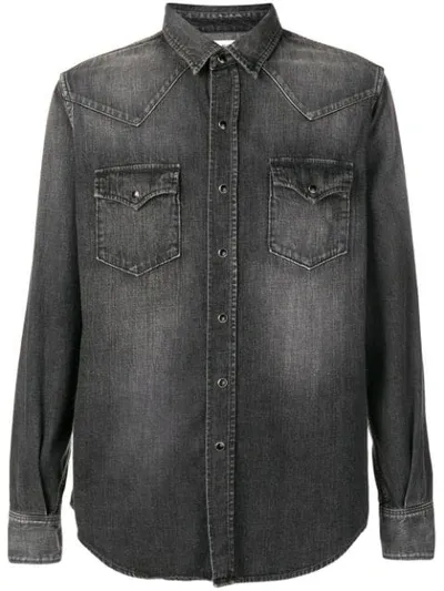 Saint Laurent Classic Western Denim Shirt In Grey