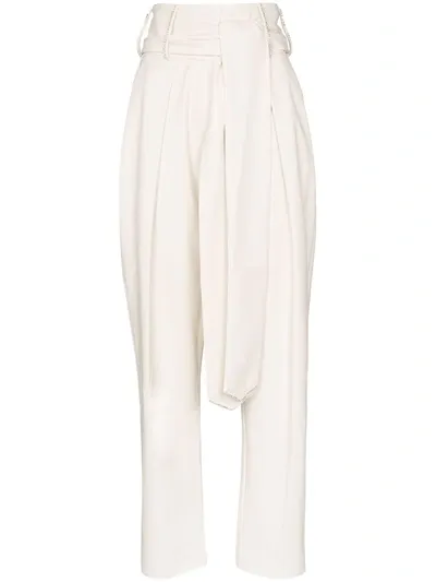 Anouki Crystal-embellished Leather-effect Wide-leg Pants In White