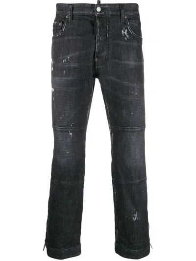 Dsquared2 Distressed Slim-fit Jeans In Black