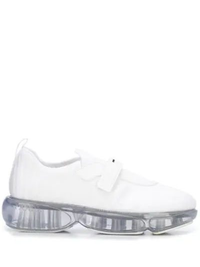 Prada White Knit Clear Cloudbust Sneakers