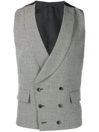 Gabriele Pasini Houndstooth Double-breasted Waistcoat In Black