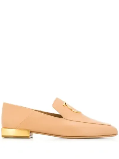 Ferragamo Mirror Heel Moccasins In Neutrals