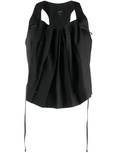 Pre-owned Jean Paul Gaultier Gathered Vest Style Top In Black