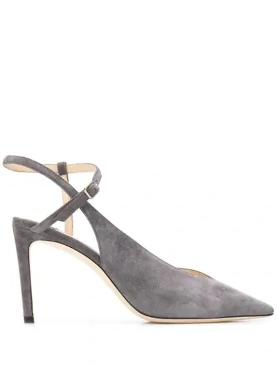 Jimmy Choo Sakeya 85 Spitze Pumps Aus Wildleder In Dämmerungsblau In Grey