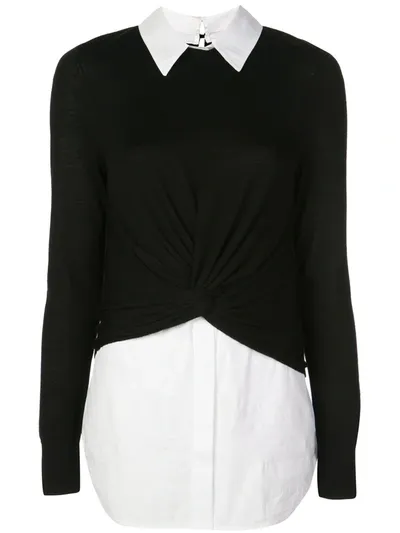 Veronica Beard Phebe Mixed-media Pullover In Black