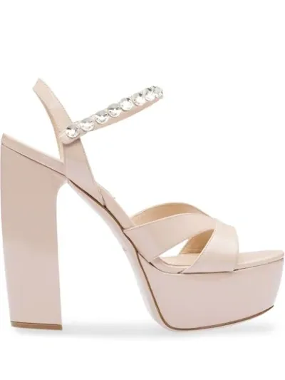 Miu Miu Tacco Banana Embellished Platform Sandal In Pink