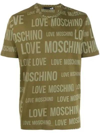 Love Moschino Logo Print Crew Neck T-shirt In Green