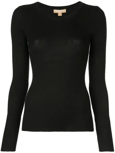 Michael Kors Round Neck Ribbed Jumper In Black