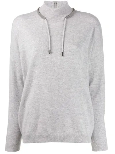 Brunello Cucinelli Drawstring Sweater In Grey