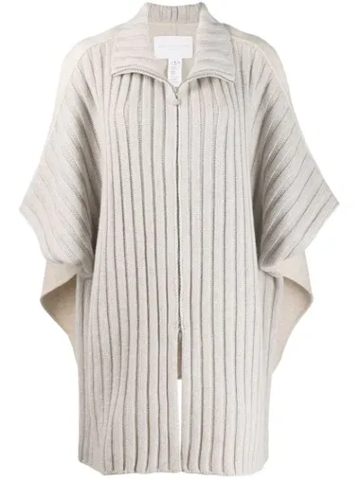 Fabiana Filippi Ribbed Poncho Cardi-coat In Neutrals