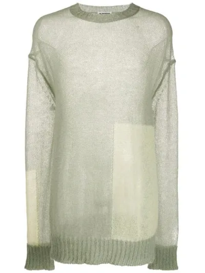 Jil Sander Two Tone Longline Jumper In Green