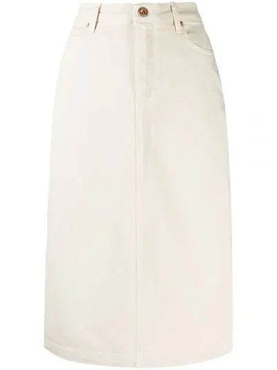 Aspesi High-waisted Denim Skirt In White