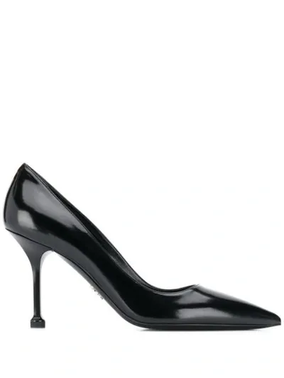 Prada Pointed Toe Mid-heeled Pumps In Black