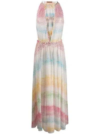 Missoni Tie Neck Dress In Blue