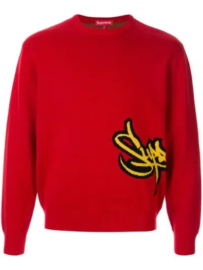 Supreme Tag Logo Jumper In Red