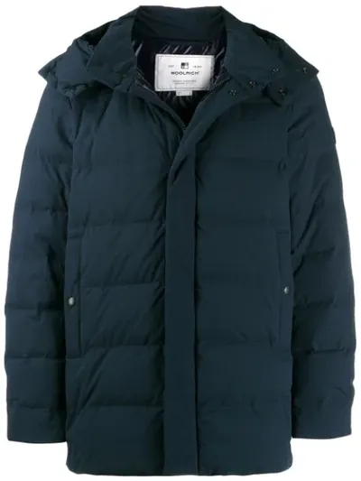 Woolrich Hooded Padded Jacket In Blue