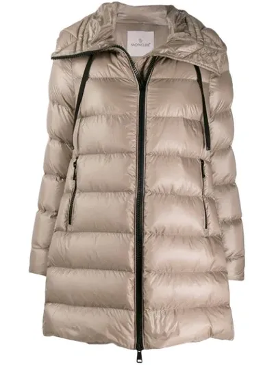 Moncler Hooded Padded Coat In Neutrals