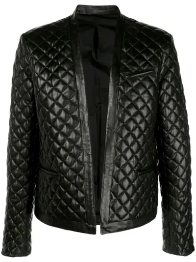 Balmain Quilted Open-front Jacket In Black