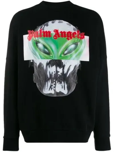 Palm Angels Graphic Printed Hoodie In Black