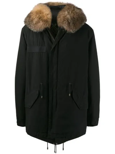 Mr & Mrs Italy Zipped Parka Coat In Black