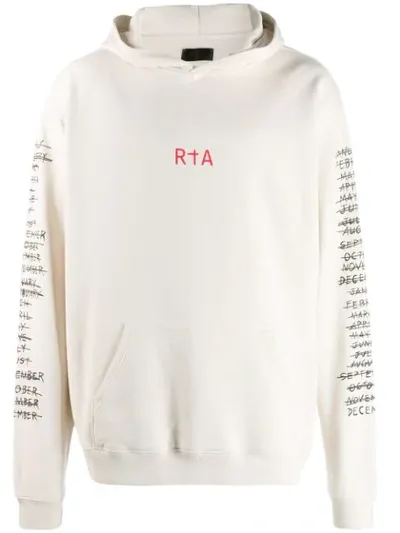 Rta Logo Print Hoodie In Neutrals