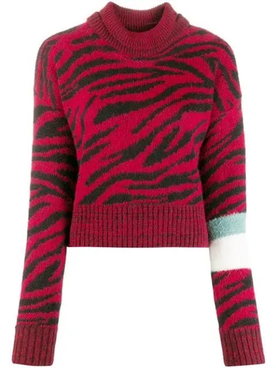 Brognano Roll-neck Zebra Print Sweater In Red