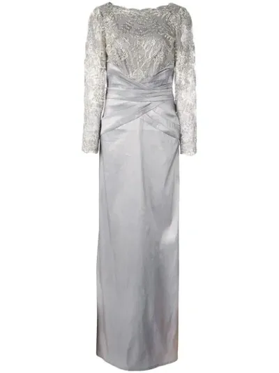 Tadashi Shoji Sequinned Gown In Grey