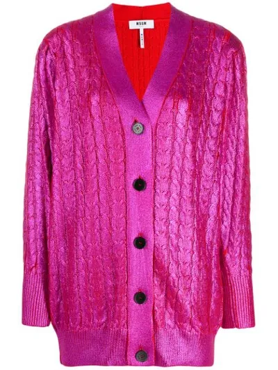 Msgm V-neck Lurex Cardigan In Pink